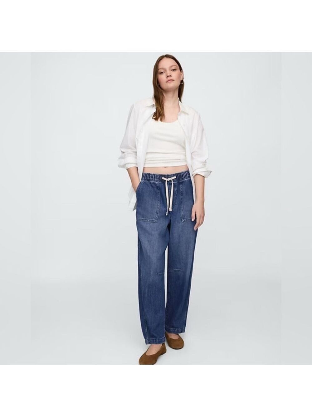 Gap Supersoft Denim Pull-On Barrel Jeans NWT BoHo Casual Baggy Skater